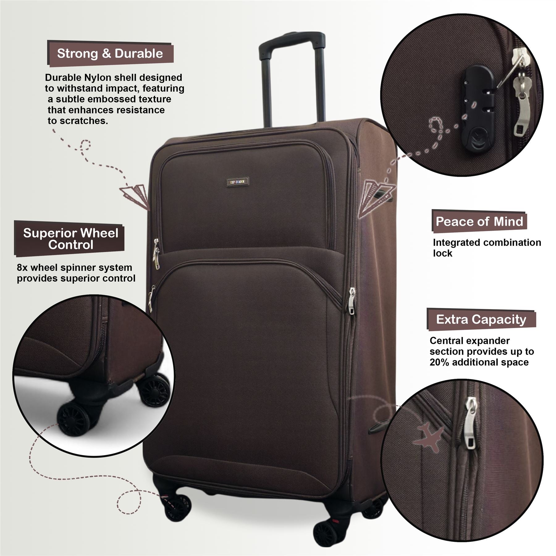 Gosford Cabin Soft Shell Suitcase in Brown