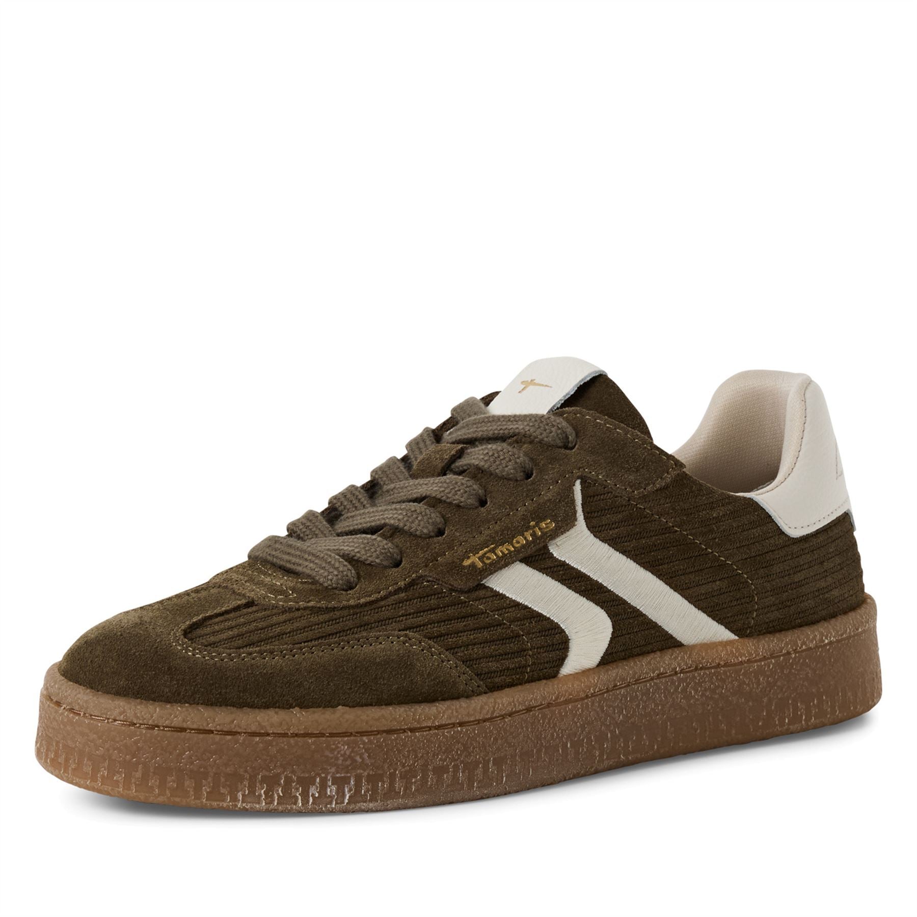 Tamaris Womens Olive Green Suede Leather Fashion Lace Up Sneakers