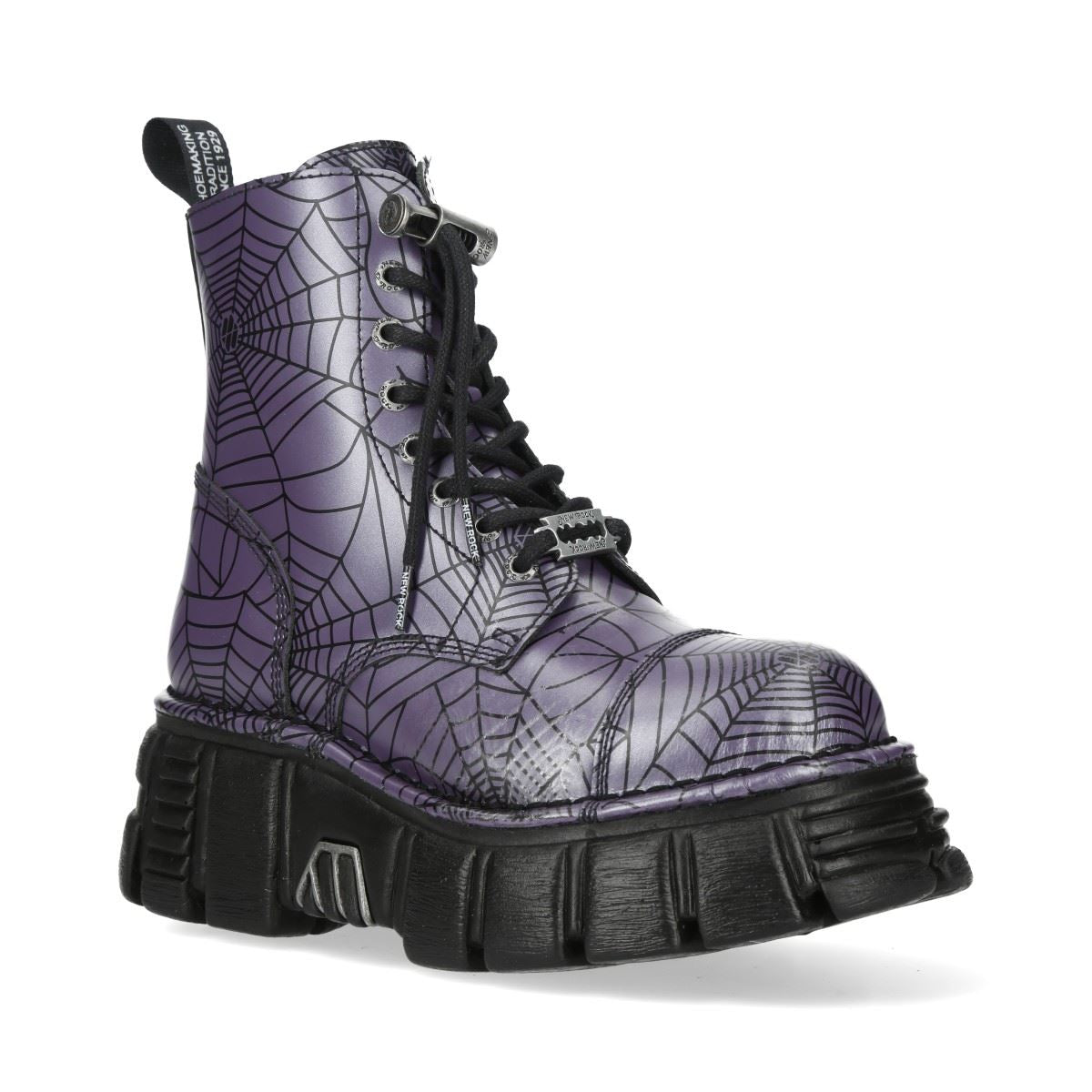 New Rock Purple Leather Gothic Military Biker Boots - MILI083CCT-C122