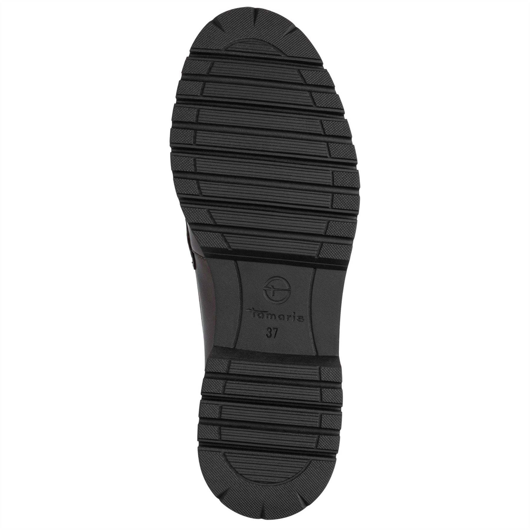 Tamaris Womens Mocca Brown Leather Loafers Slip-On Platform Shoes