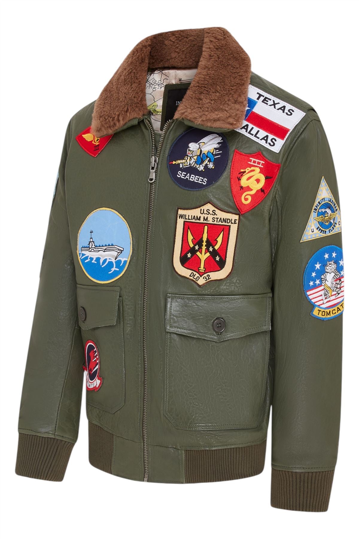 Mens A2 Top Gun Leather Bomber Jacket-Camborne