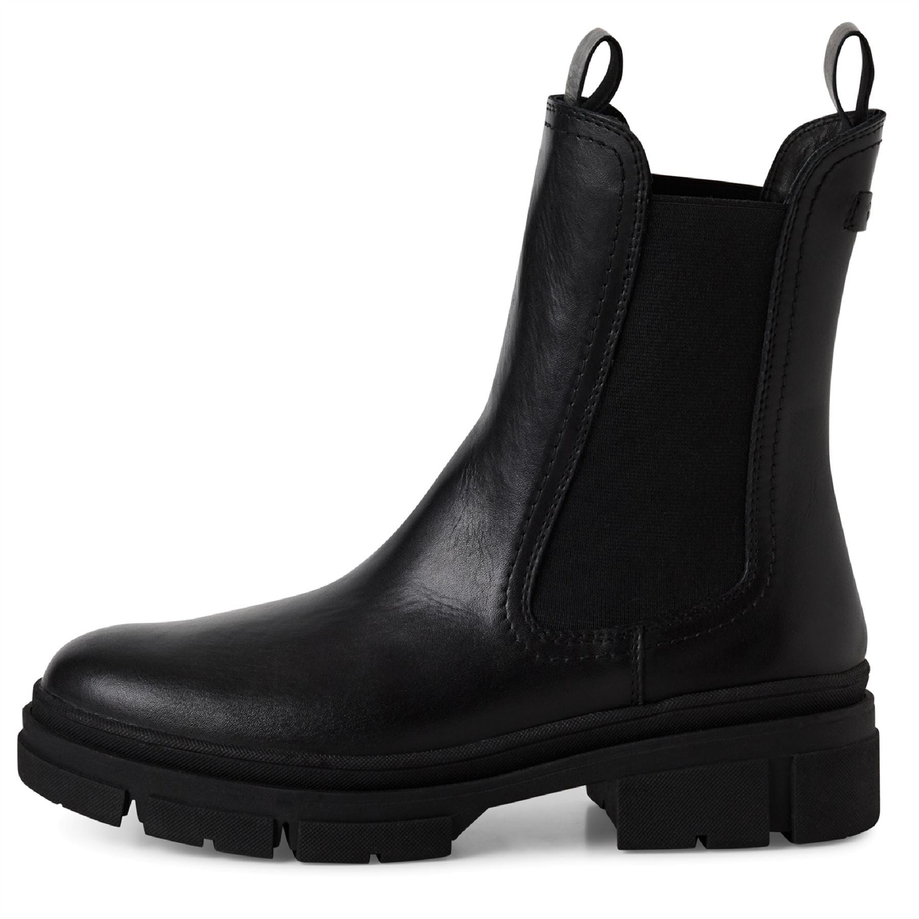 Tamaris Womens Black Leather Classic High Pull-On Chelsea Ankle Boots