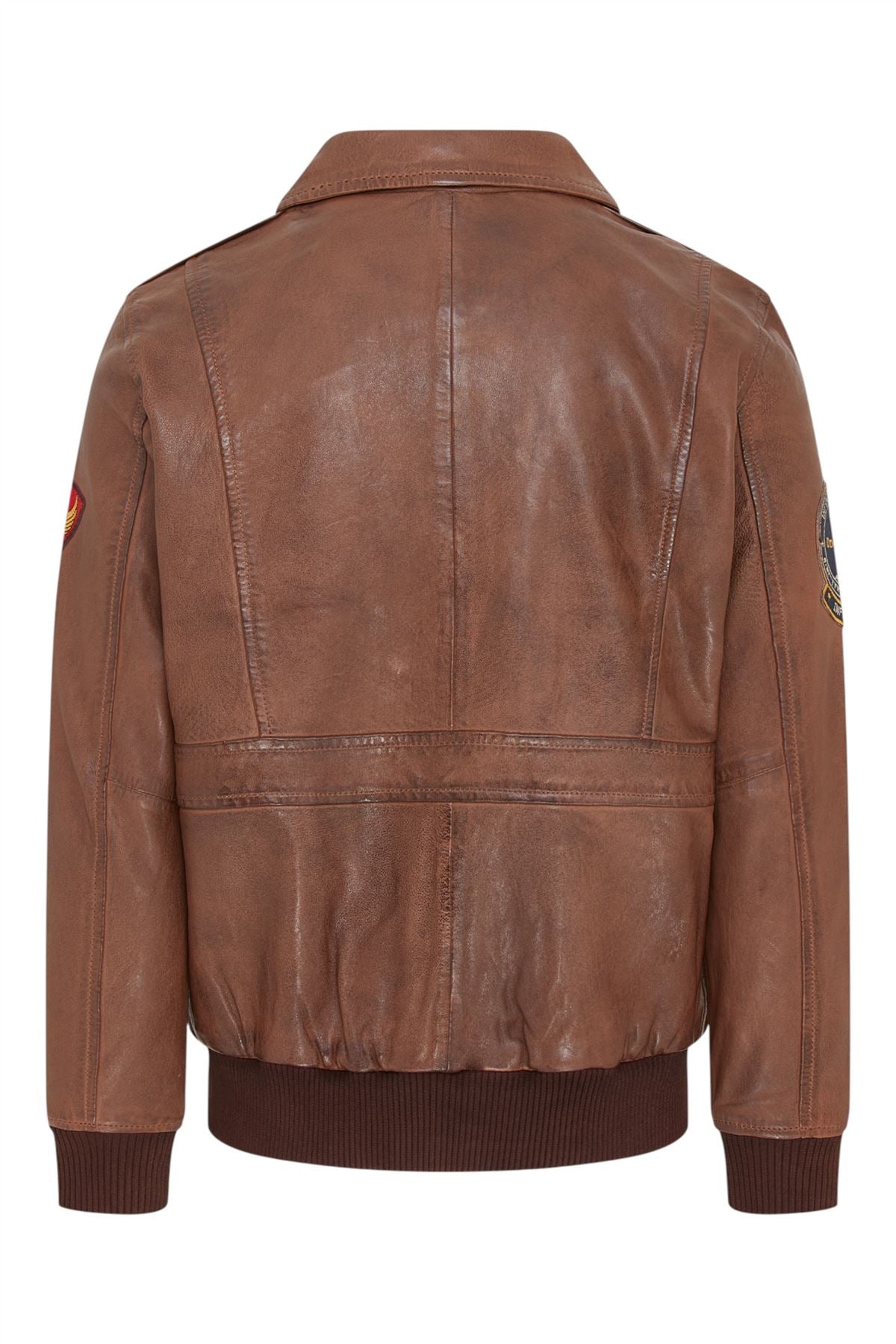 Men’s Leather Bomber G-1 Aviator Collar Jacket - Maverick