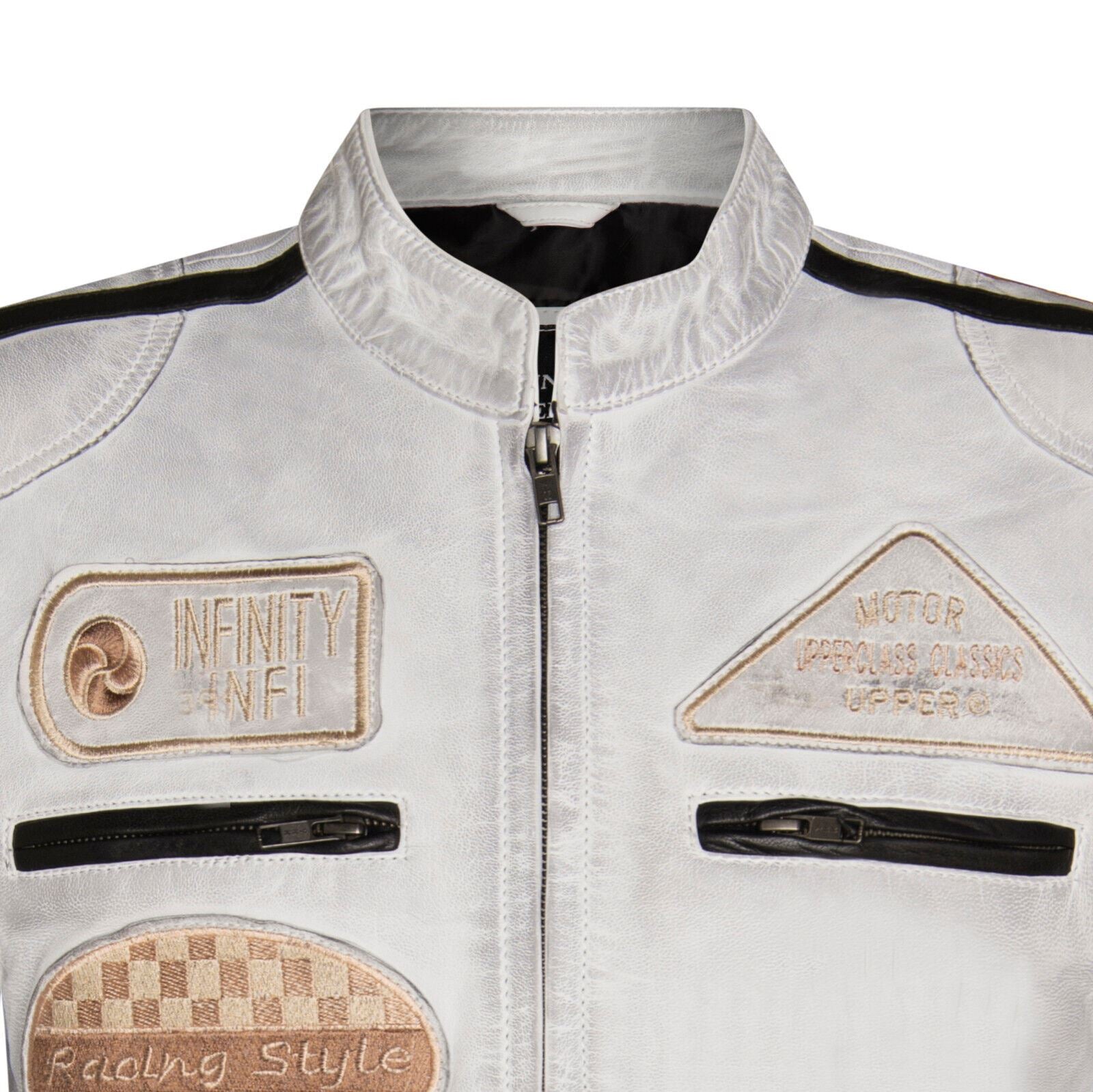 Mens Versatile Leather Biker Jacket-Stone