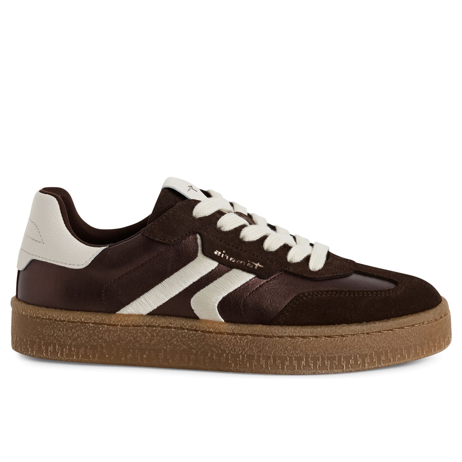 Tamaris Womens Brown White Suede Leather Fashion Lace Up Sneakers