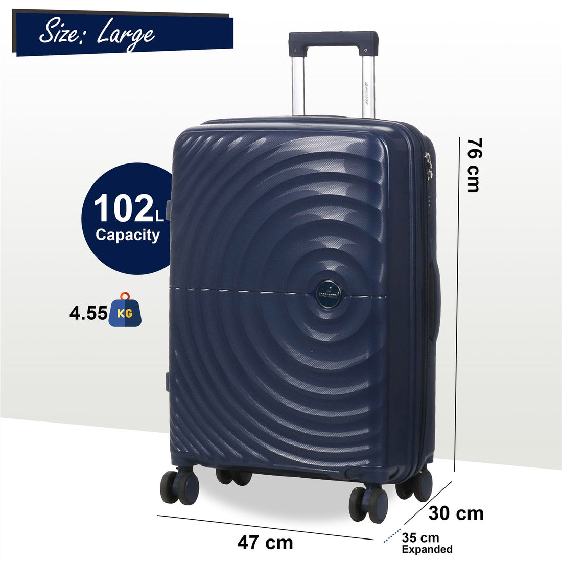 Balranald Large Hard Shell Suitcase in Dark Blue