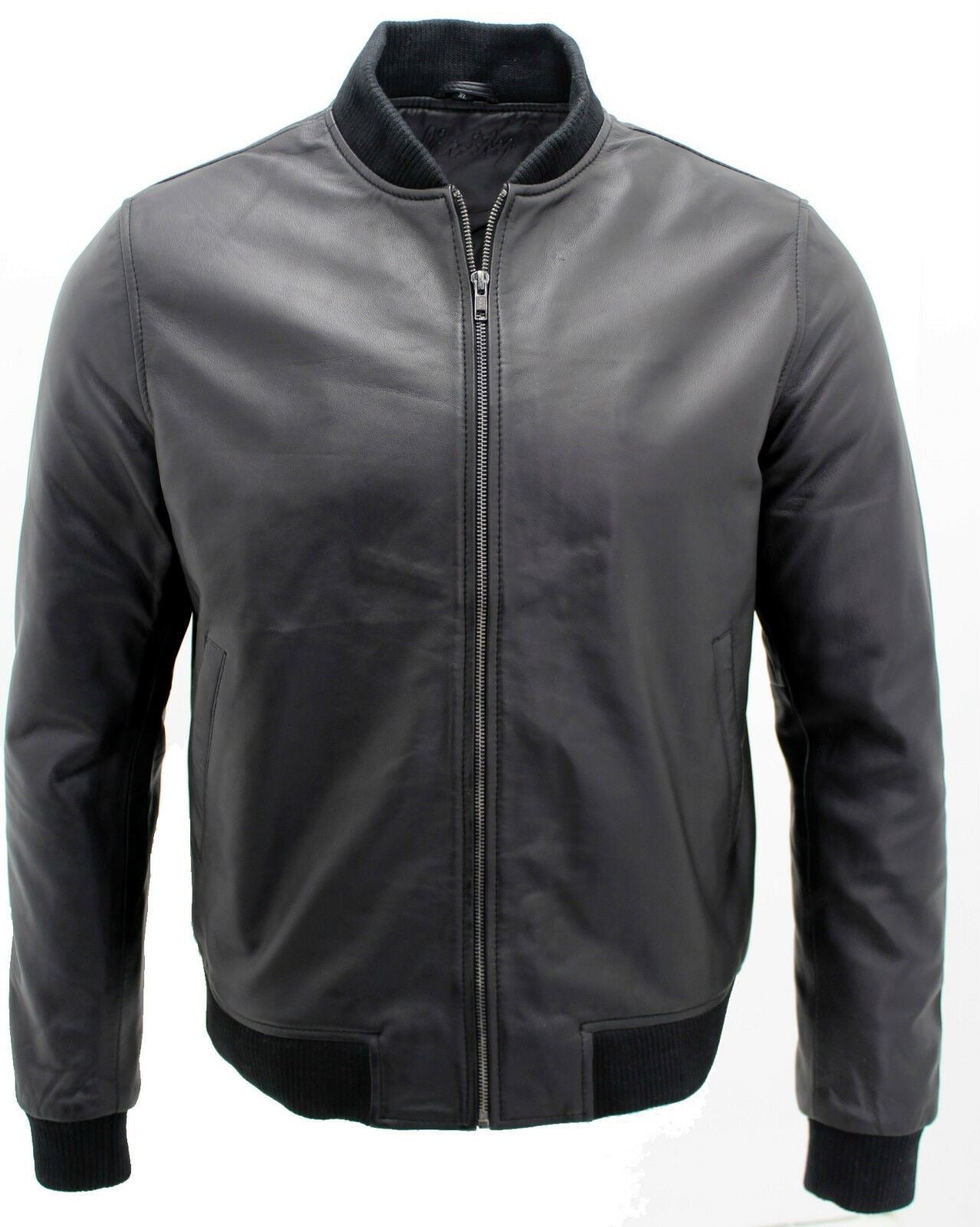 Mens Varsity Leather Bomber Jacket-Camelford - Upperclass Fashions