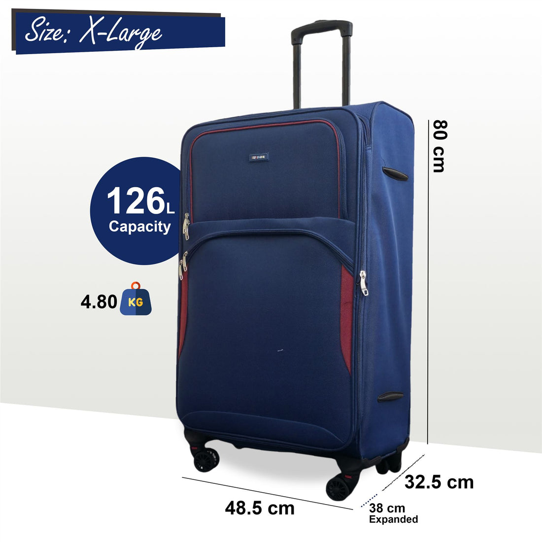 Gosford X-Large Soft Shell Suitcase in Navy Blue