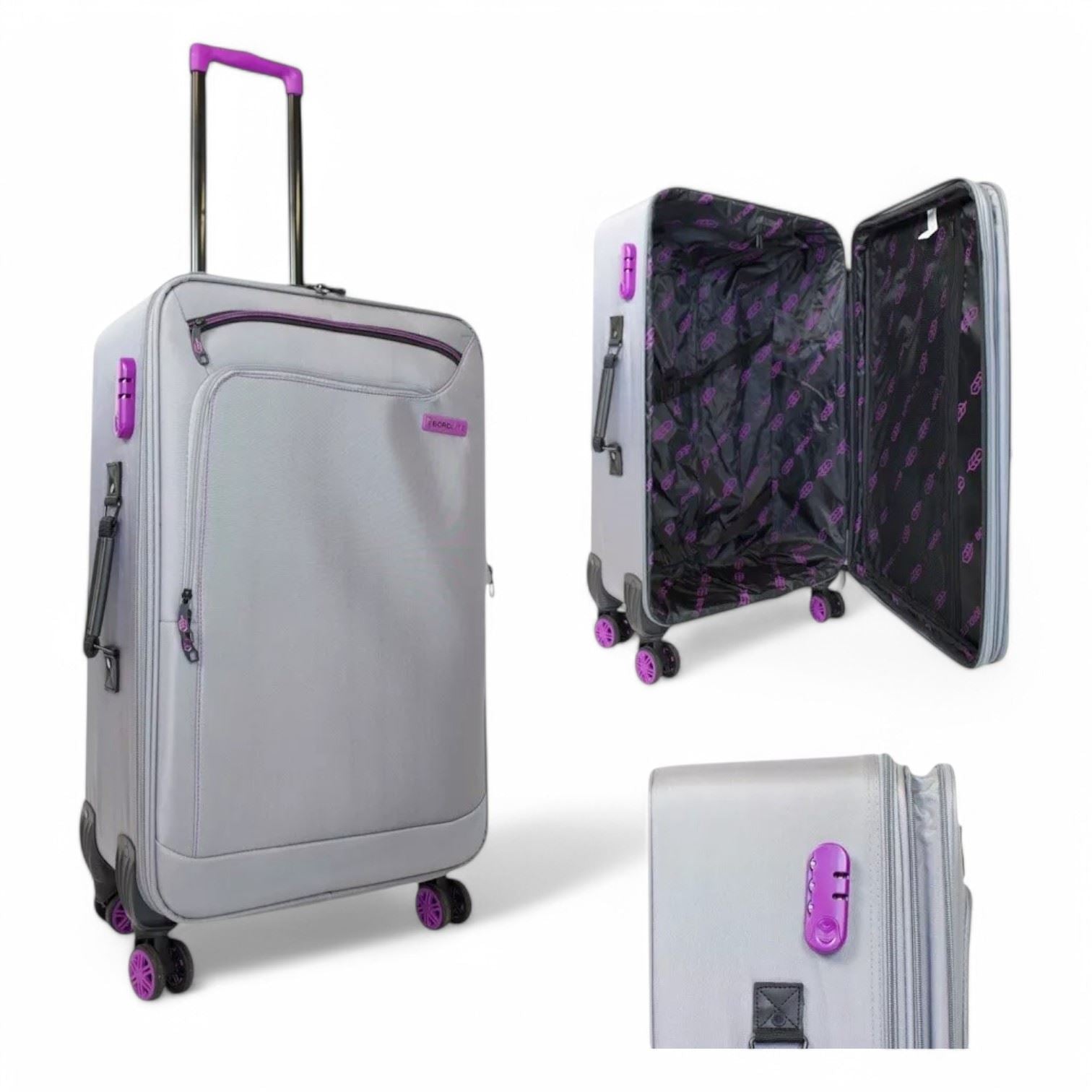 Handa Set of 3 Soft Shell Suitcase in Grey