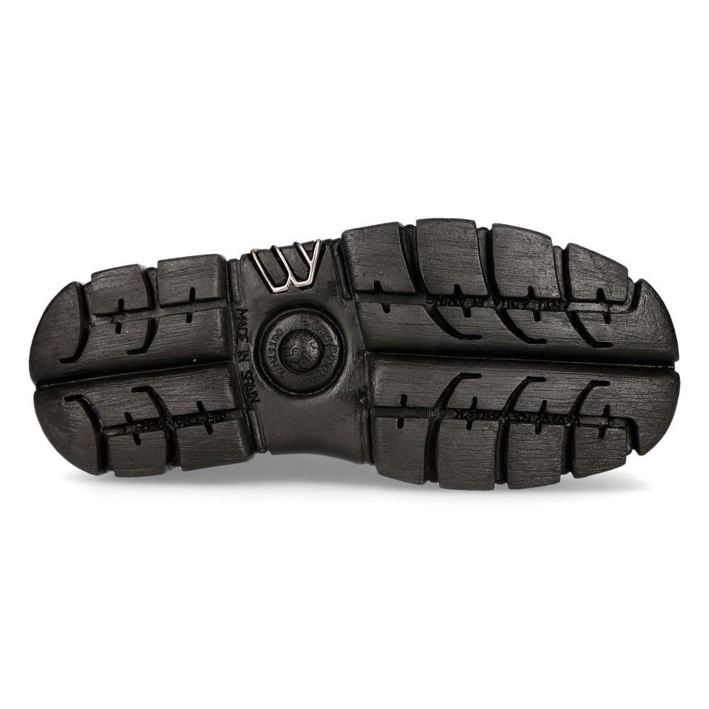 New Rock Black Leather Combat Tower Boots- M-NEWMILI083-S21