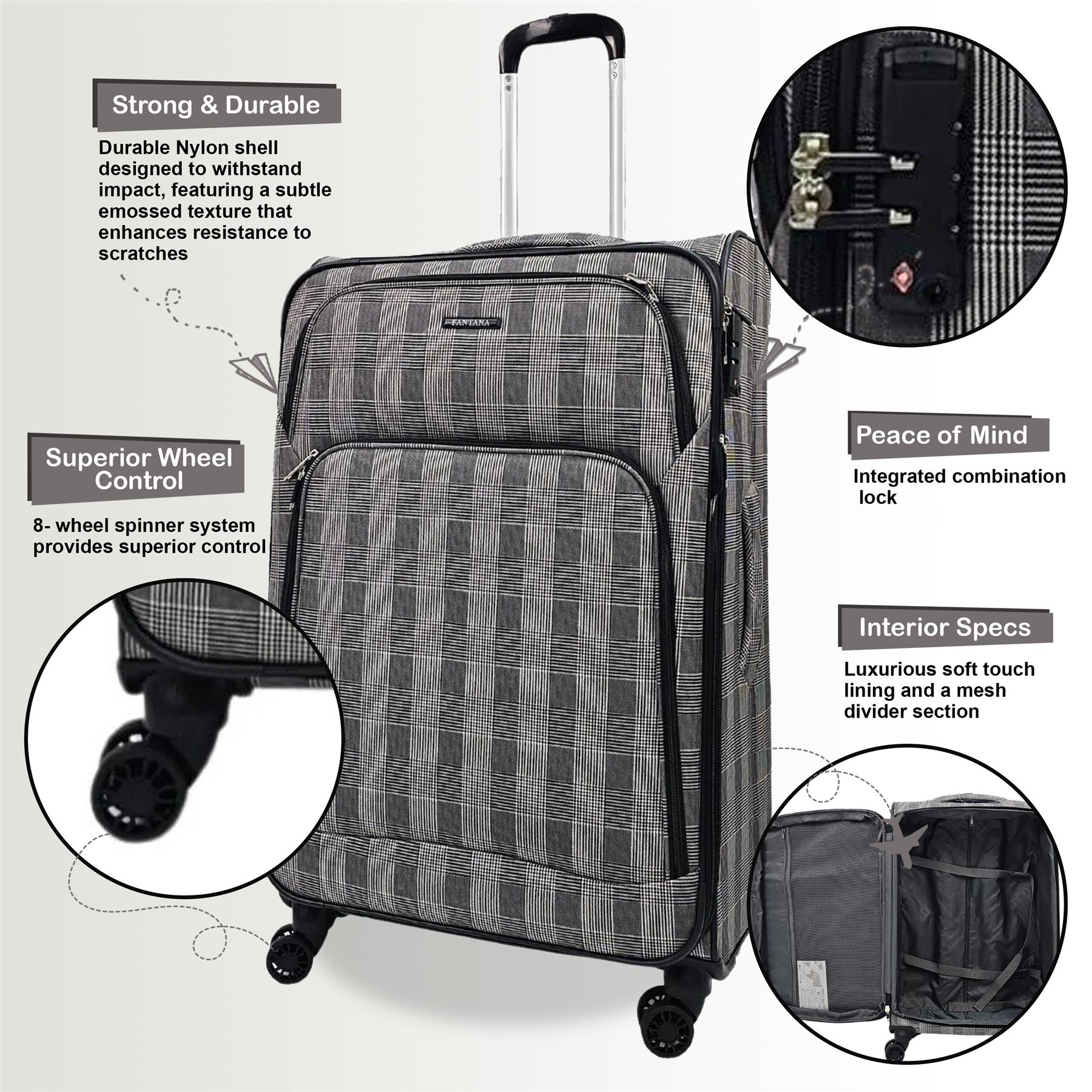 Ashville Large Soft Shell Suitcase in Stripe