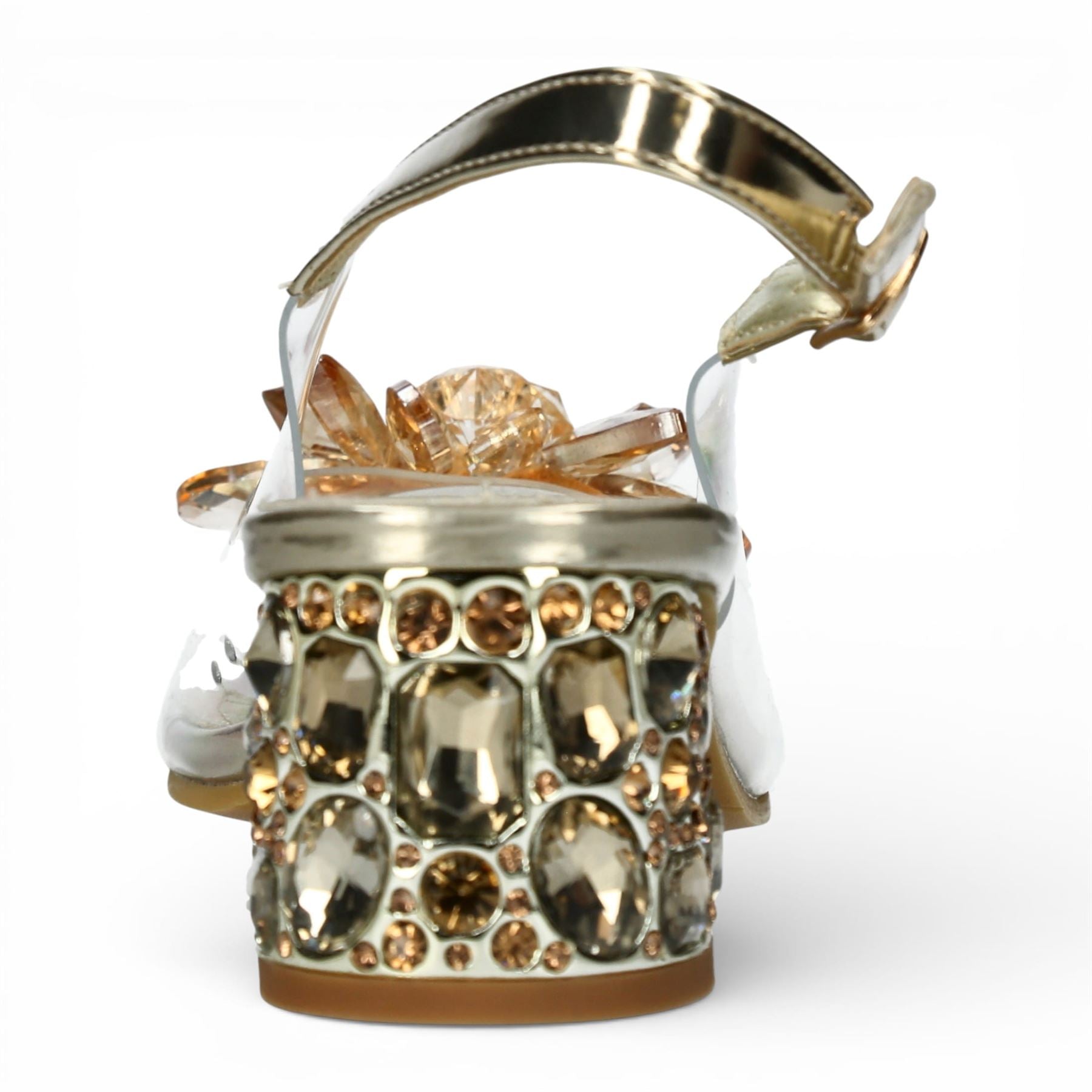 Laura Vita Women’s Mily-22 Clear Golden Slip-On Cinderella Heel Sandals