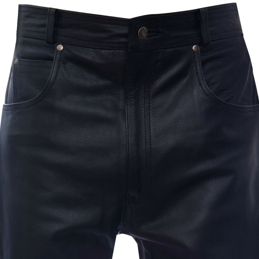 Mens Black Cowhide Leather Jeans-Hailsham - Upperclass Fashions 