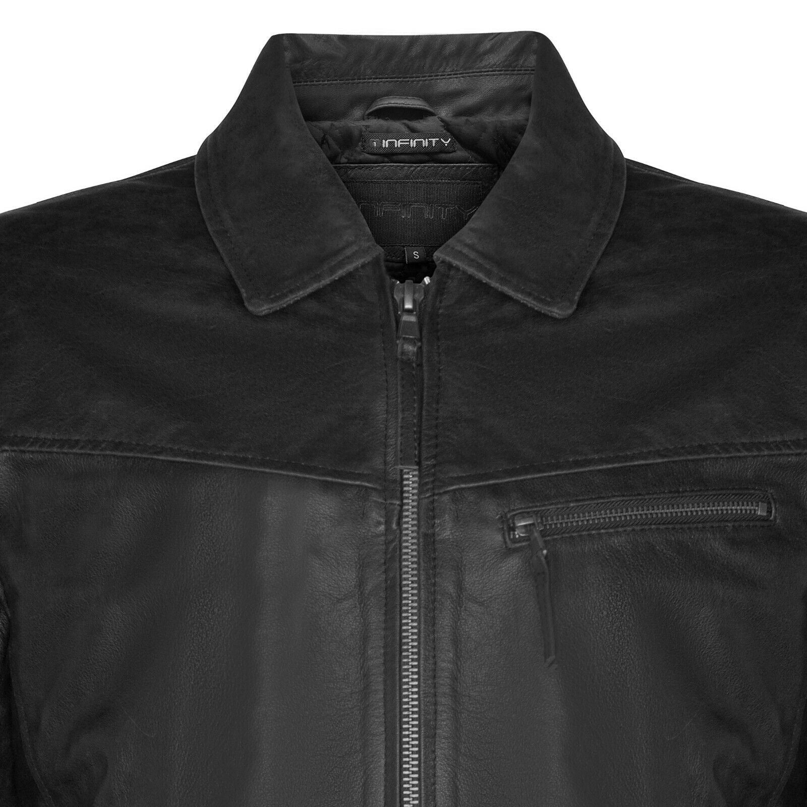 Mens Cow Hide Harrington Leather Biker Jacket-Sleaford