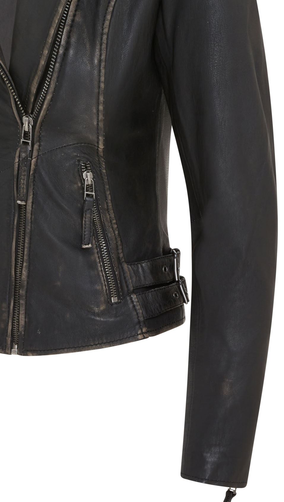 Womens Black Leather Brando Biker Jacket - Finnsnes