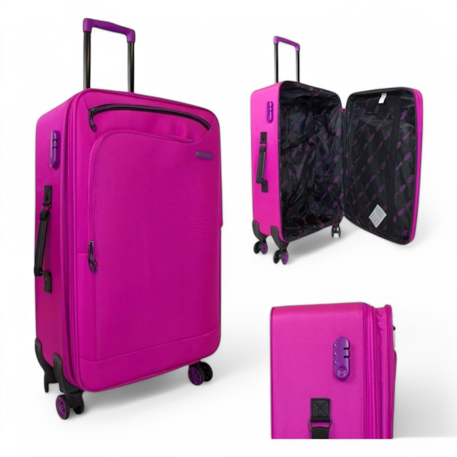 Handa Set of 3 Soft Shell Suitcase in Pink
