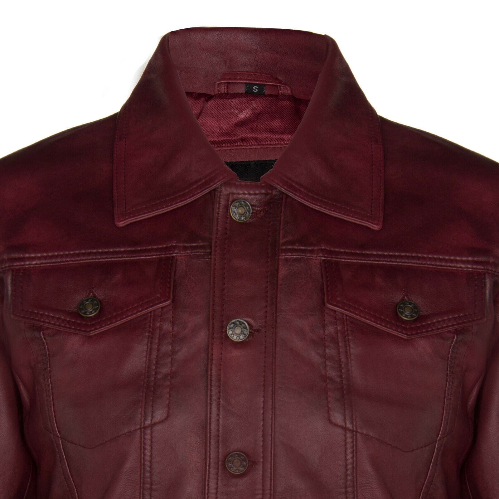 Mens Leather Trucker Jacket-Dartford