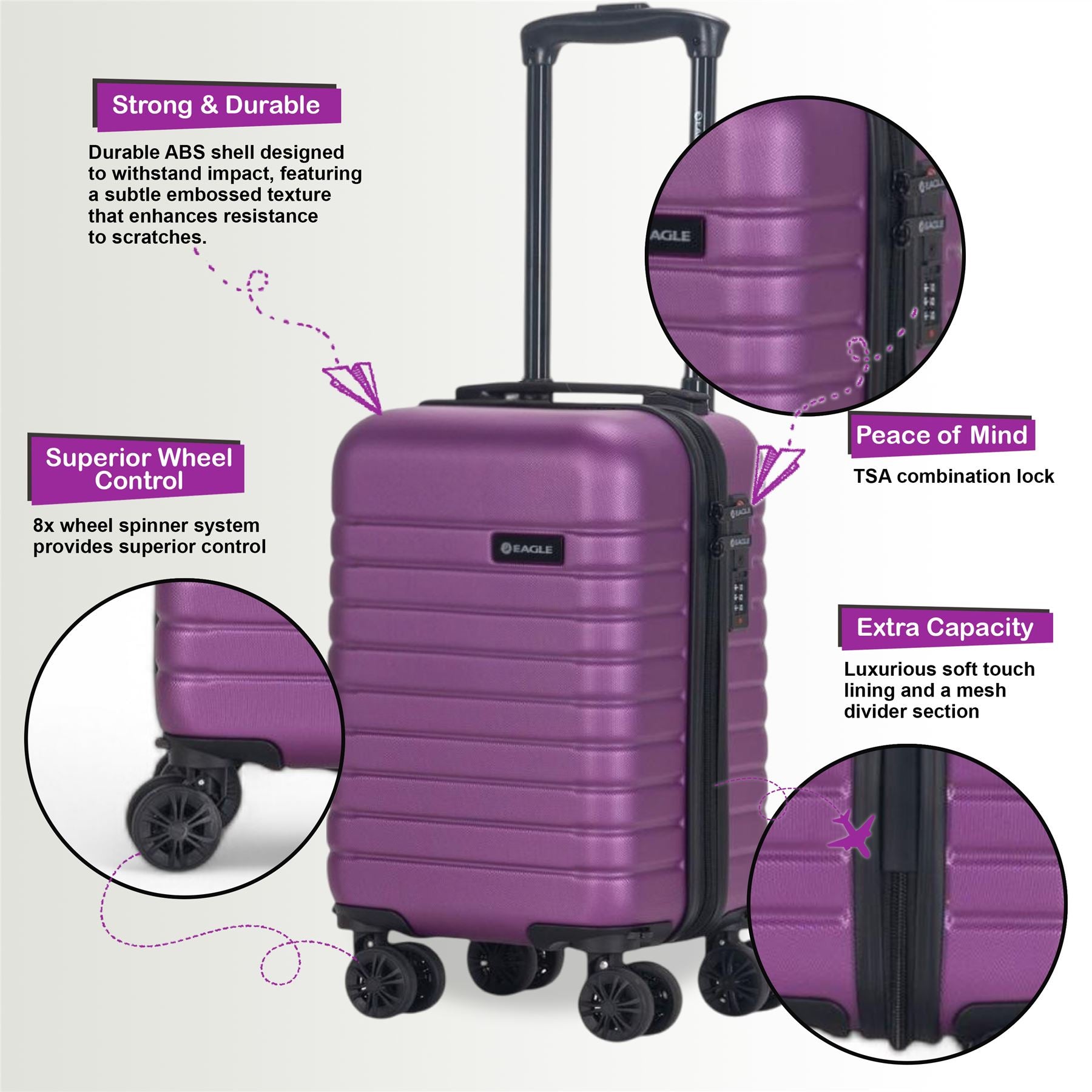 Koga Underseat Hard Shell Suitcase in Purple
