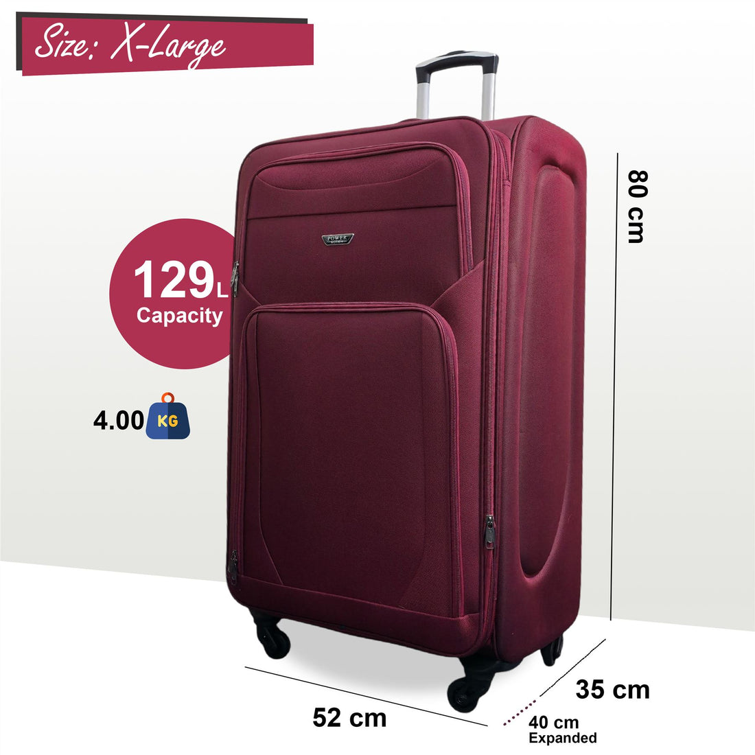 Nagoya X-Large Soft Shell Suitcase in Wine