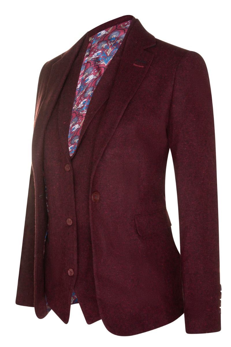 Womens 1920s Wine Wool Classic Vintage Retro Blazer