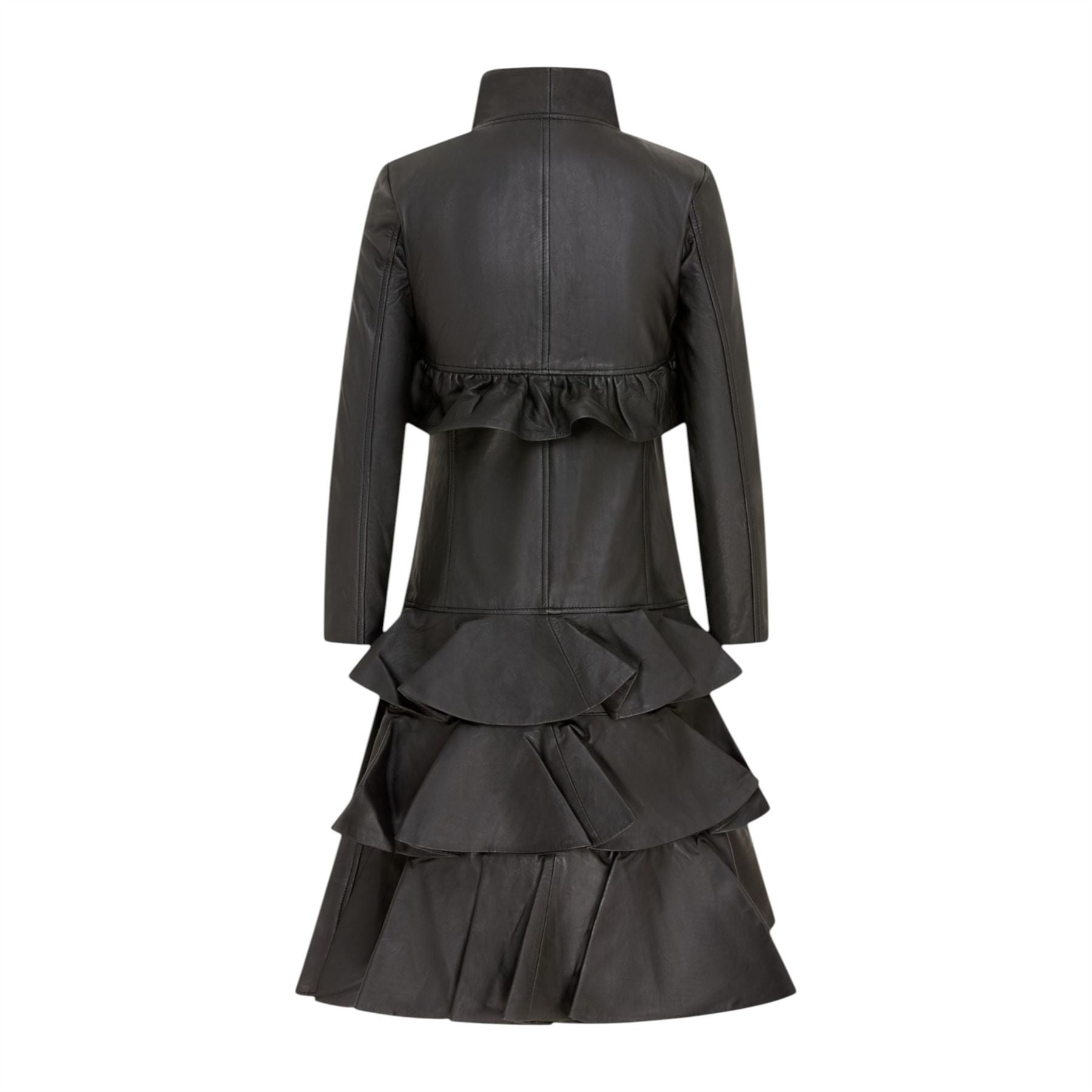 Womens Goth Leather High Collar Victorian Flare Tailcoat - Challa