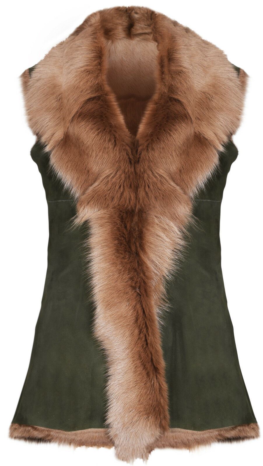 Womens Warmer Toscana Sheepskin Long Gilet-Seaford