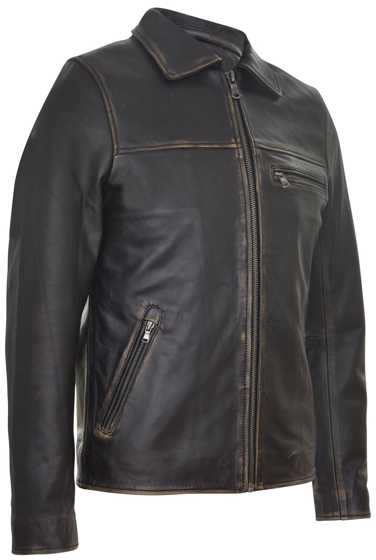 Mens Cow Hide Harrington Leather Biker Jacket-Sleaford