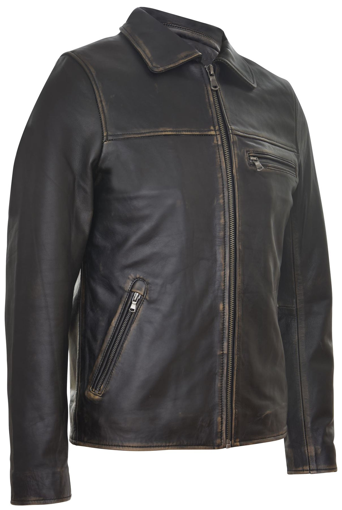 Mens Cow Hide Harrington Leather Biker Jacket-Sleaford