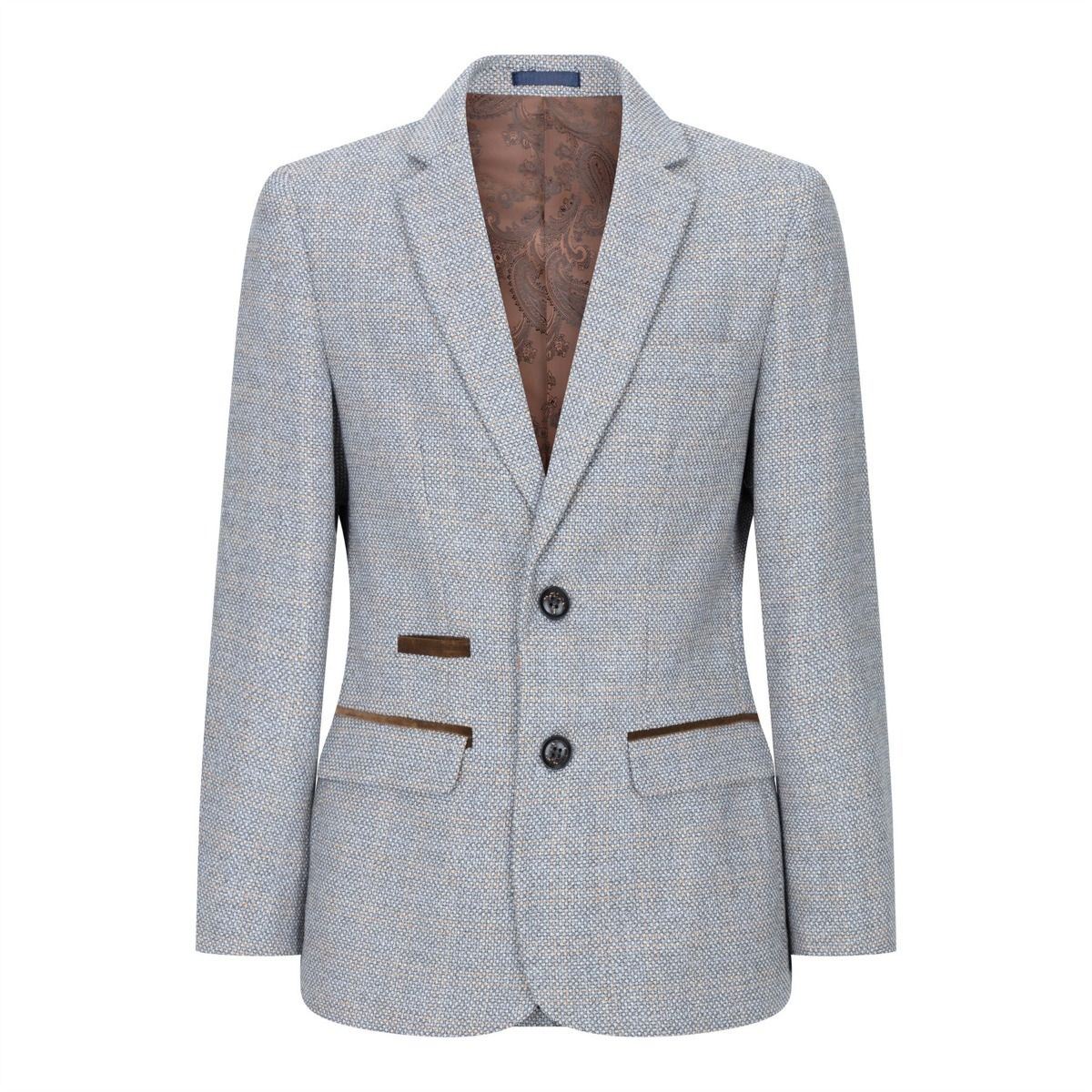 Boys 3 Piece Cream Tweed Check Vintage Retro Suit