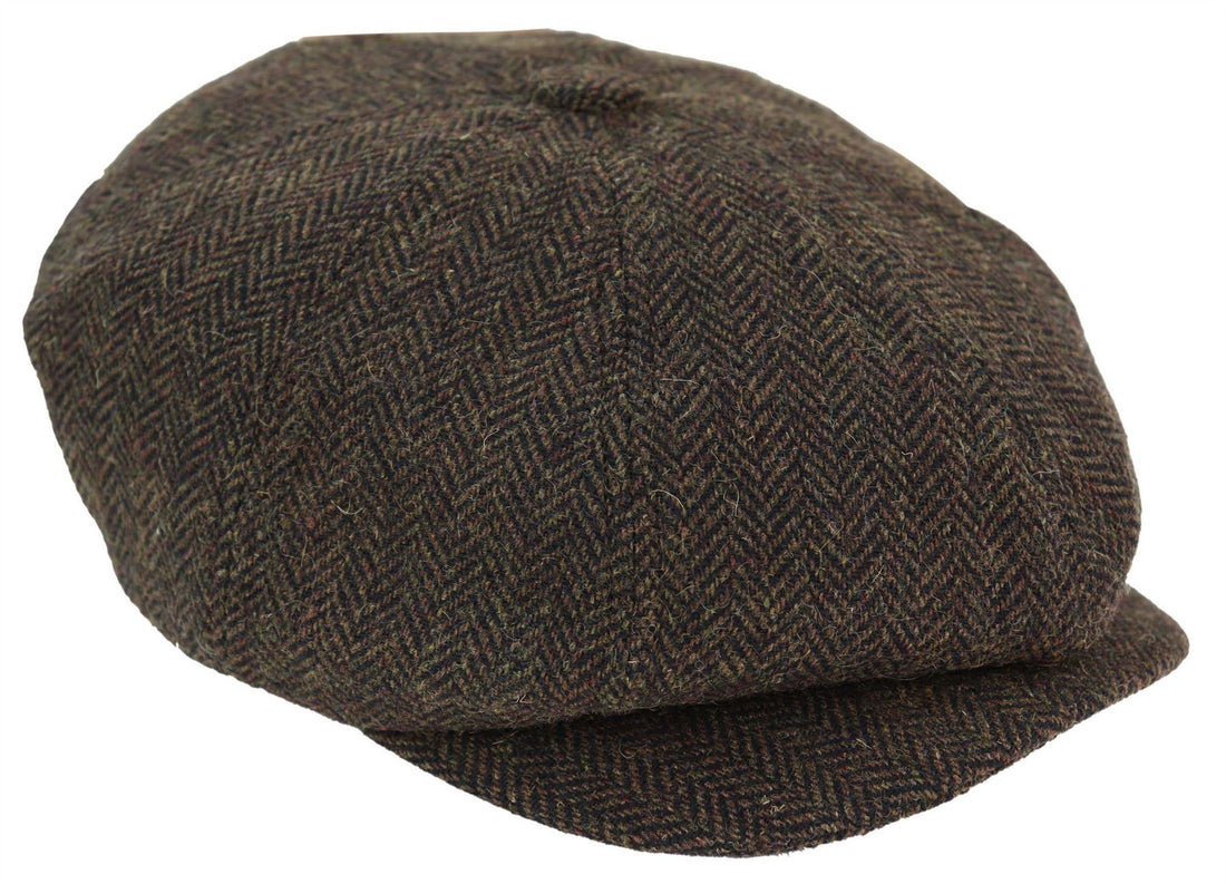 Mens Peaky Blinders Tweed Gatsby Flat Baker Hat With Razor Blade