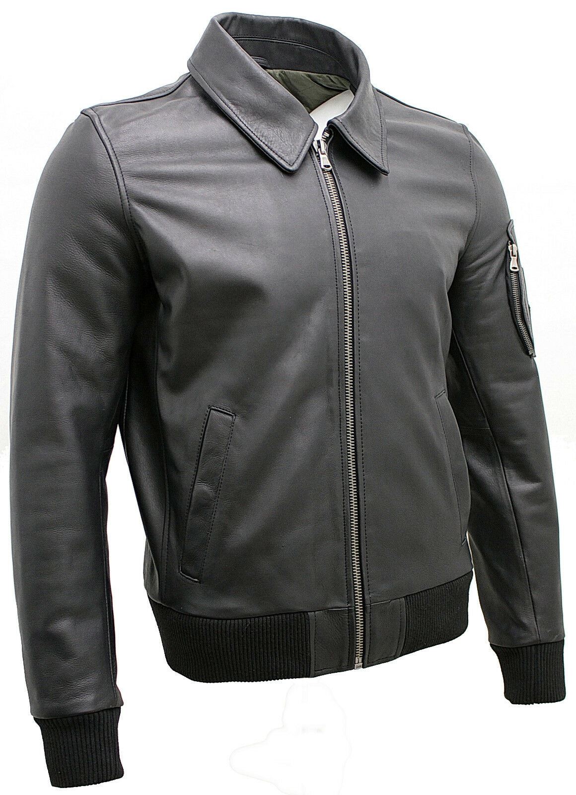 Mens Cowhide A2 Leather Bomber Jacket-Chingford