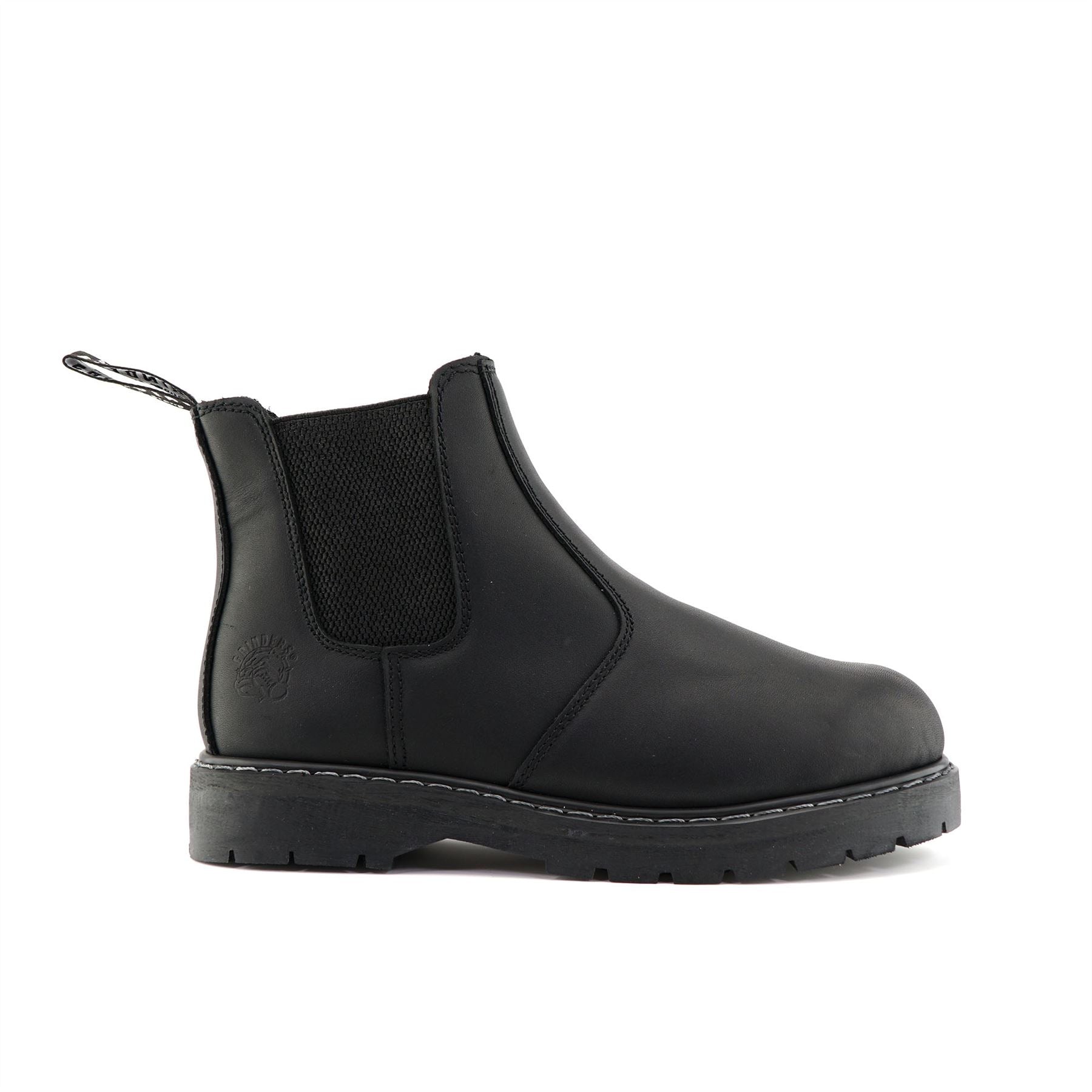 Grinders Unisex Black Leather Ankle Slip On Boots - Chelsea ACS