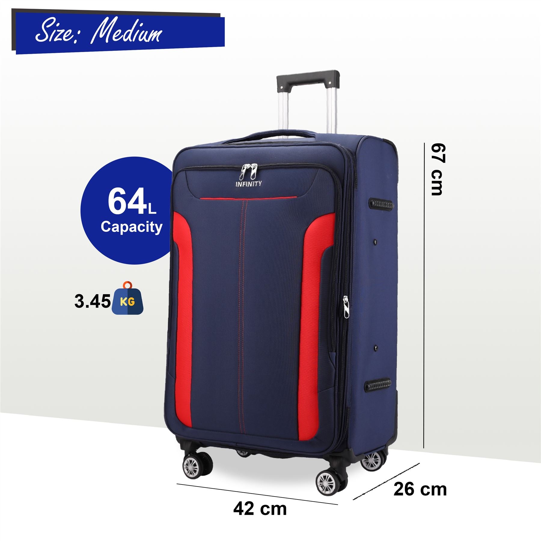 Delta Medium Hard Shell Suitcase in Navy