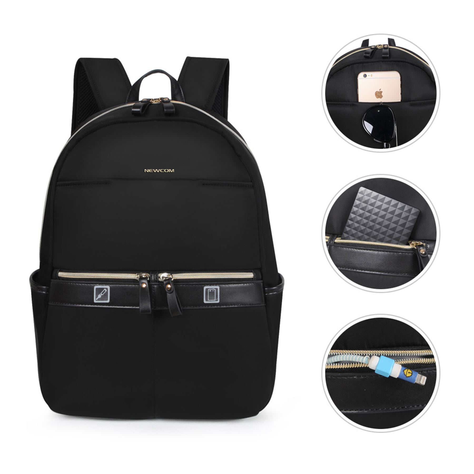 Backpack Rucksack 40 x 30 x 14 cm Black Underseat Travel Cabin Bag for Ryanair, Easy Jet