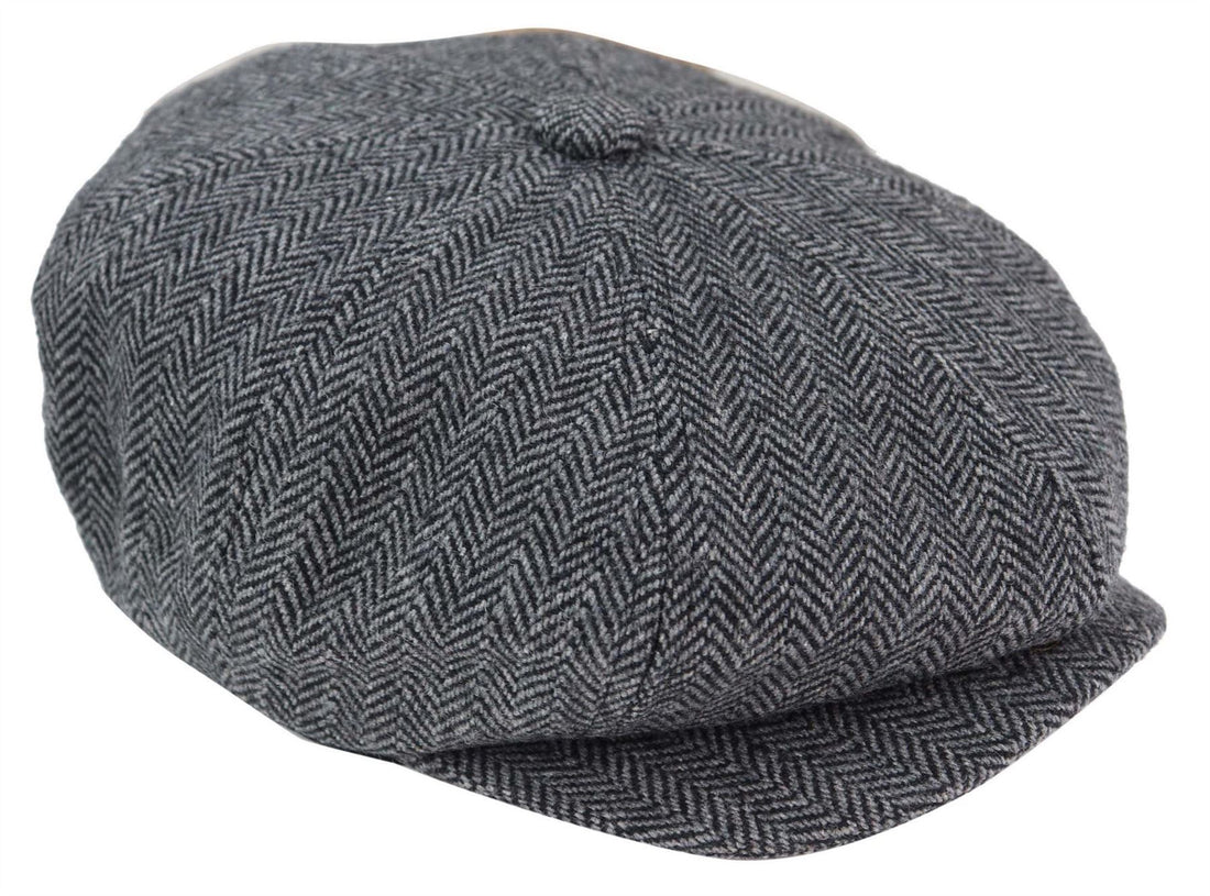 Mens Peaky Blinders Tweed Gatsby Flat Baker Hat With Razor Blade