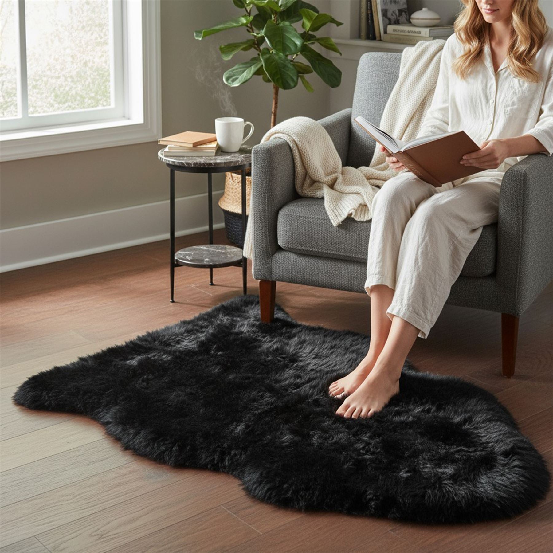 Genuine Sheepskin Natural Silky Soft Fluffy Real Wool Rug