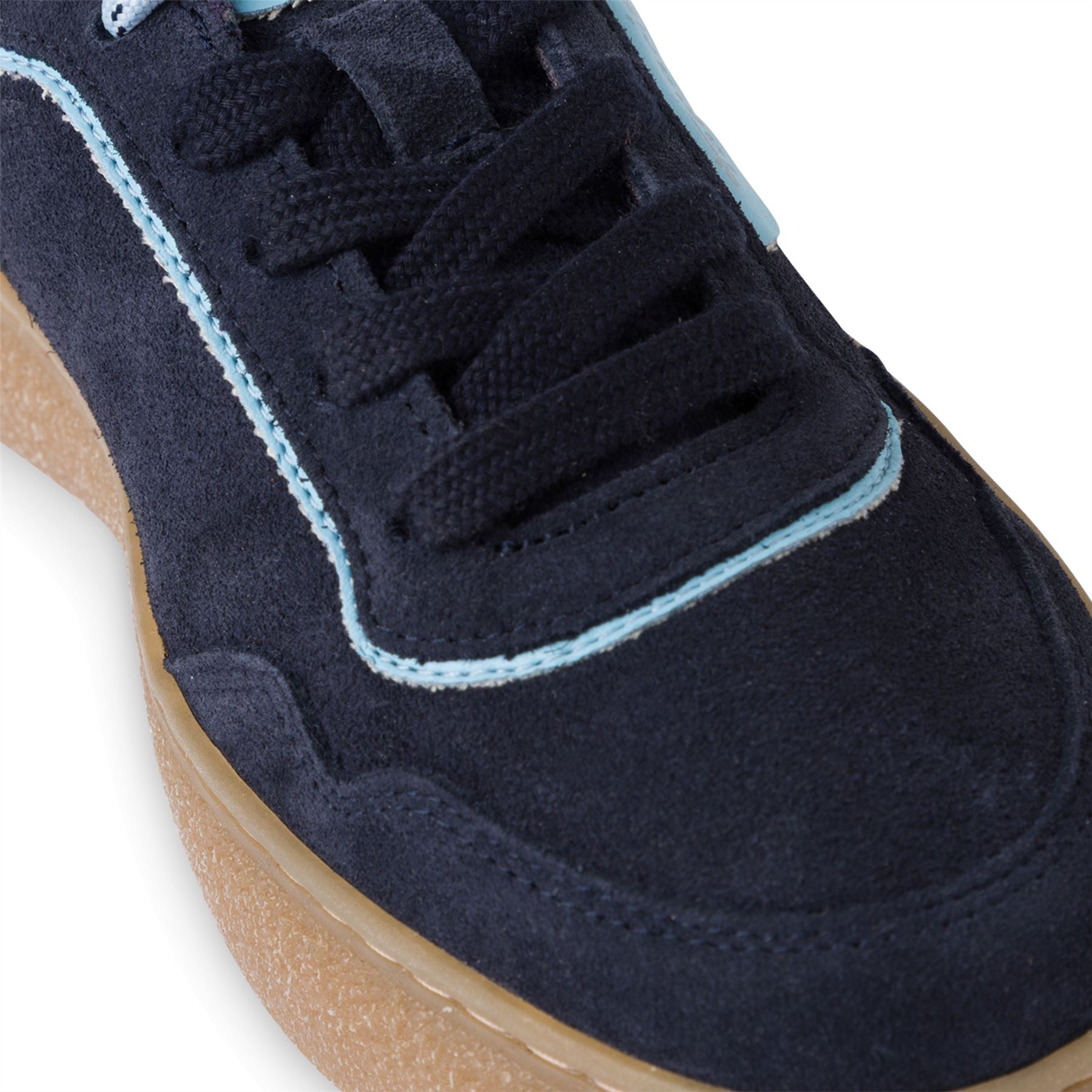 Tamaris Womens Navy Blue Leather Fashion Stripe Lace Up Sneakers