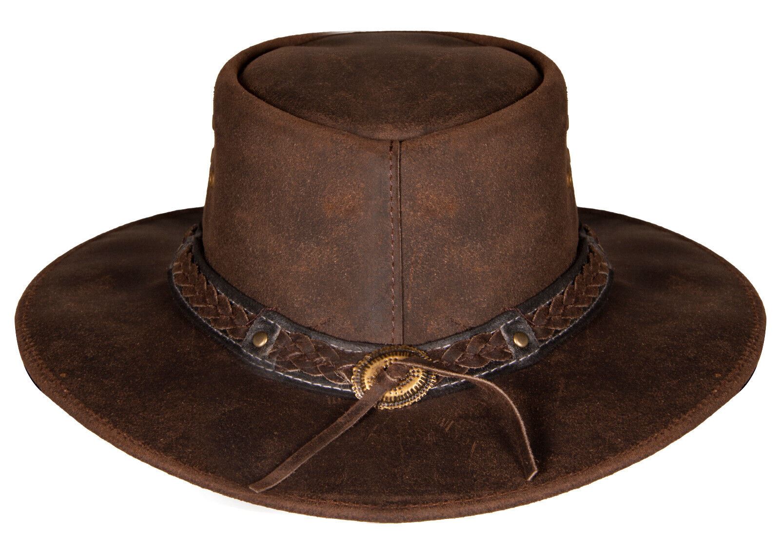Cowboy Aussie Real Leather Hat Australian Brown Western Outback Bush Hat