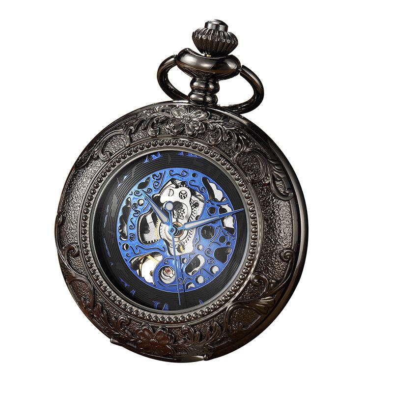 Vinatage Mechanical Alloy Skeleton Half Hunter Pocket Watch