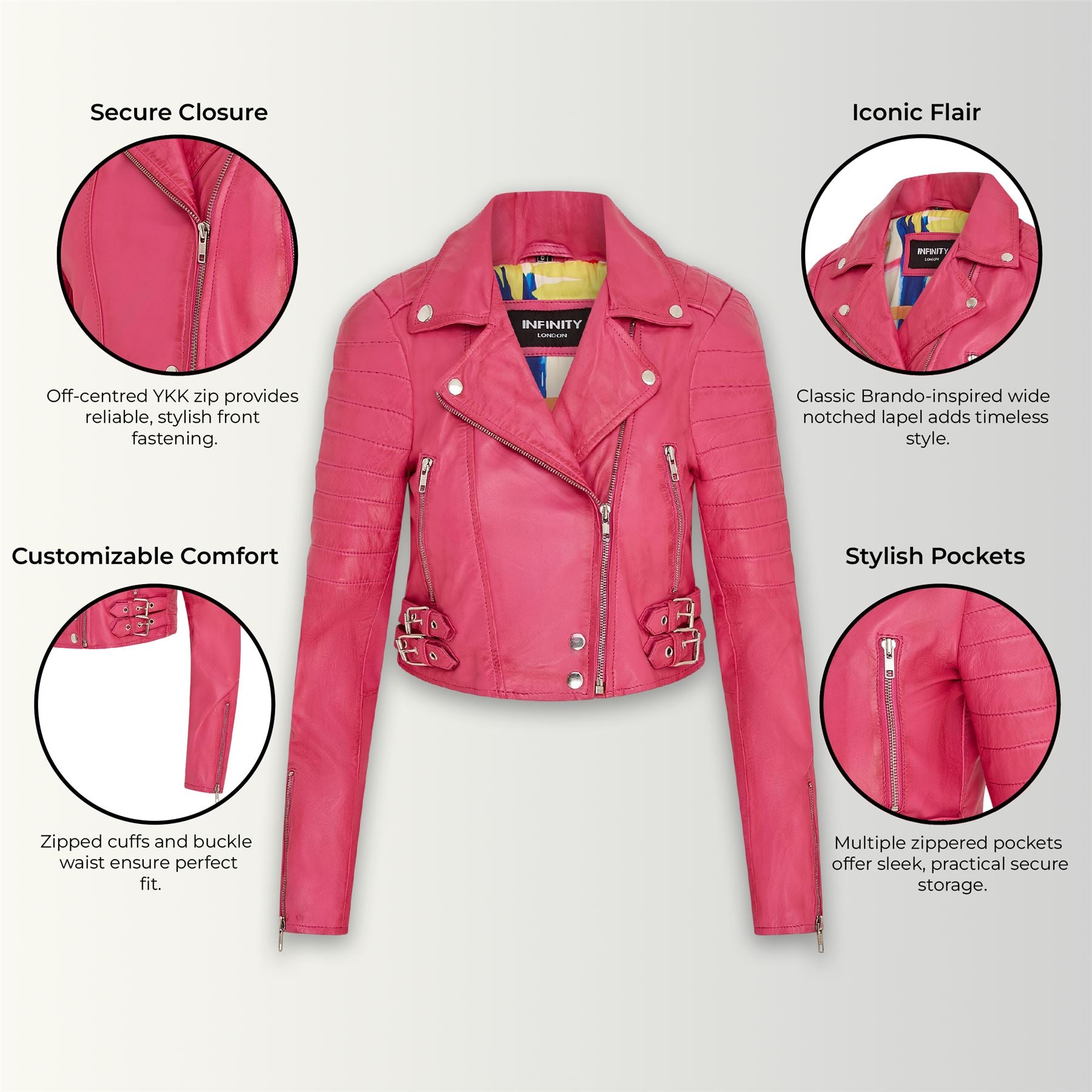 Womens Brando Cropped Leather Jacket-Longtown