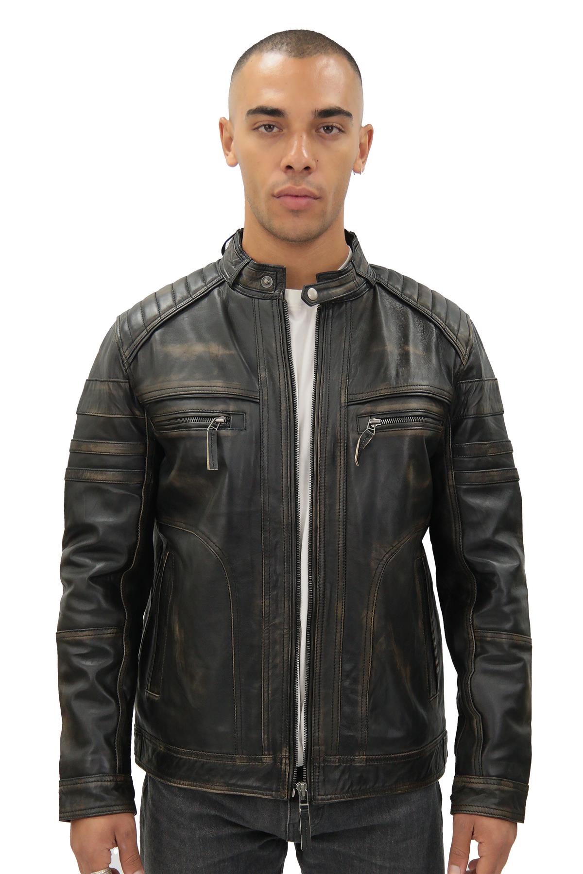 Mens Sohisticated Leather Biker Jacket-Southwold