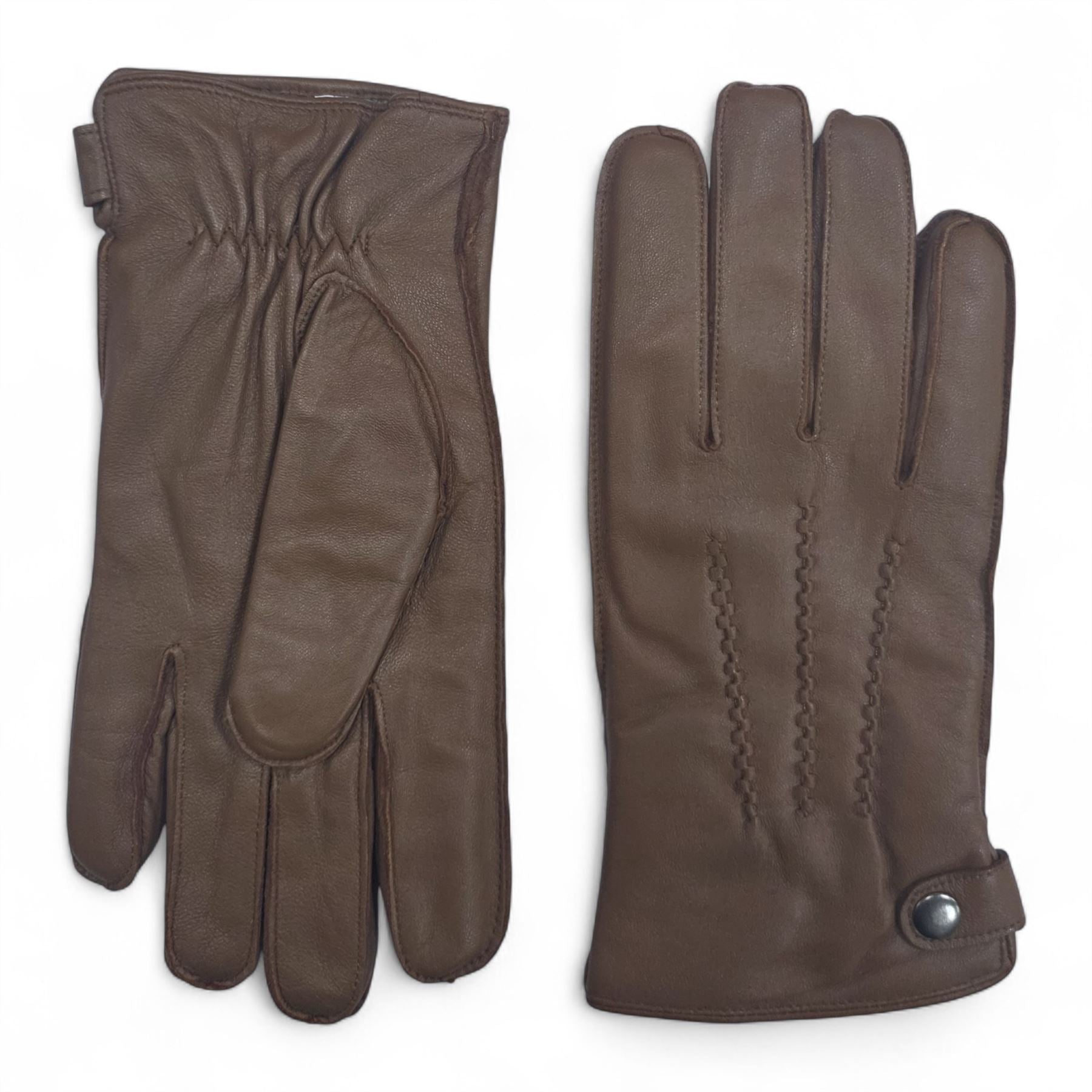 Men’s Italian Leather Warm Wool-Lined Winter Gloves - M-LGV-505