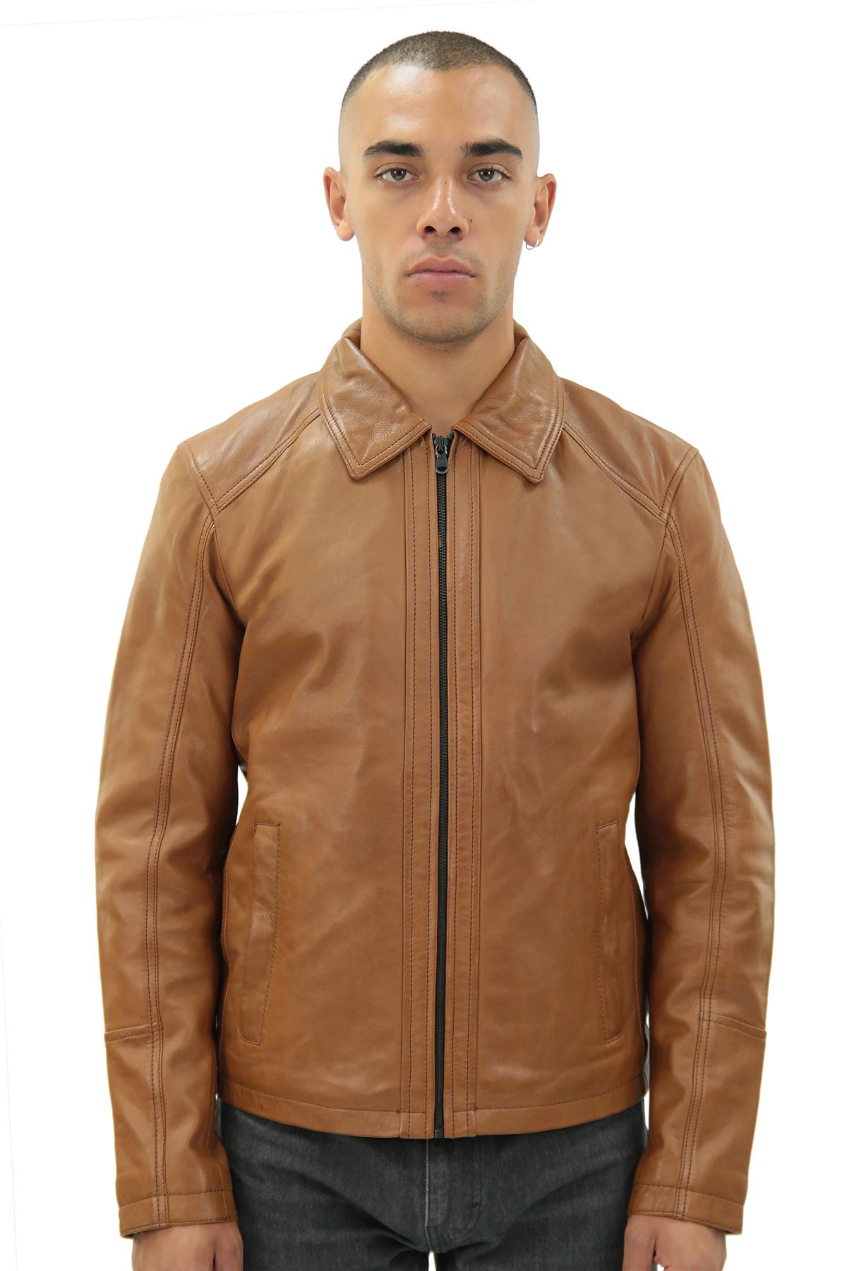 Mens Classic Harrington Leather Jacket-Southsea