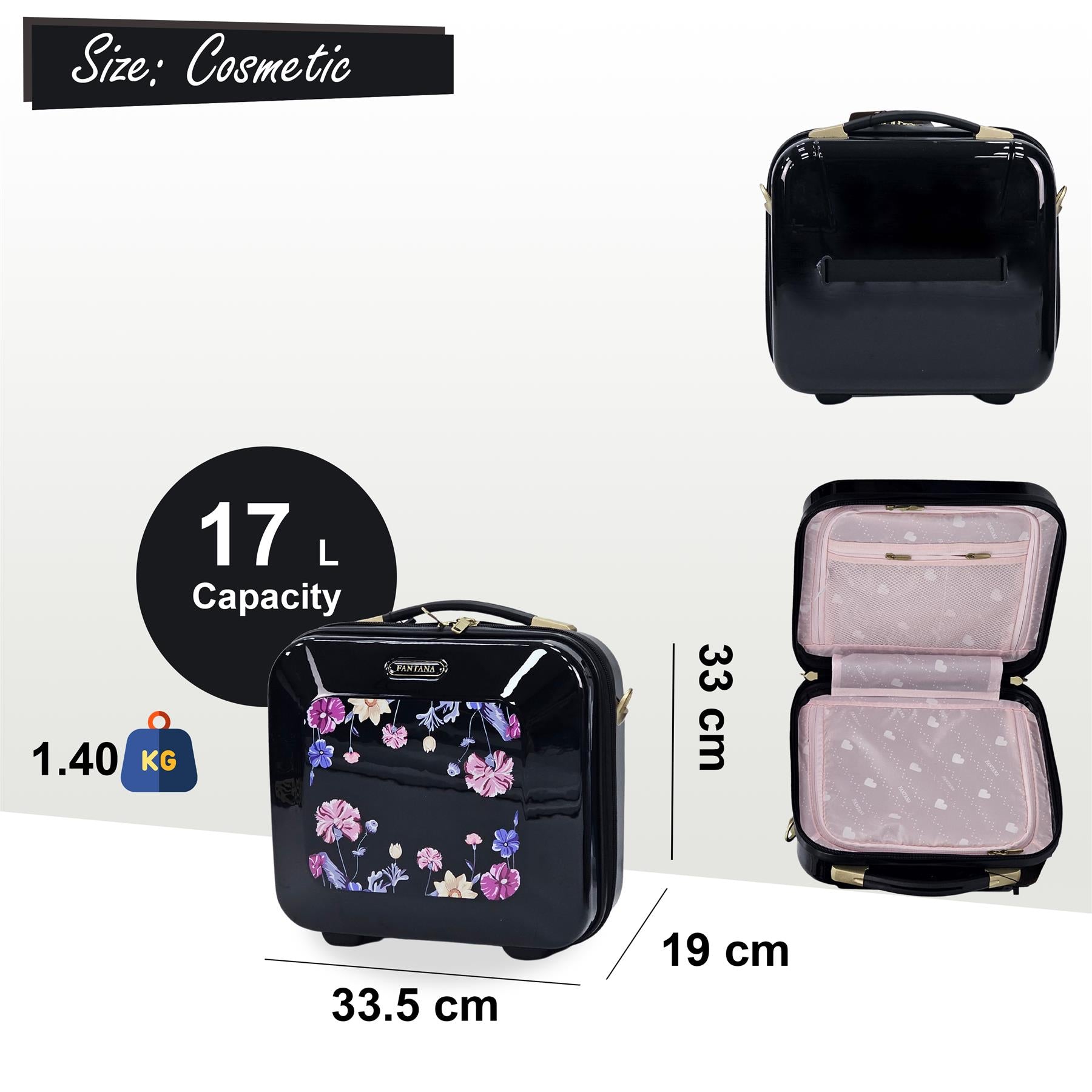 Butler Cosmetic Hard Shell Suitcase in Black