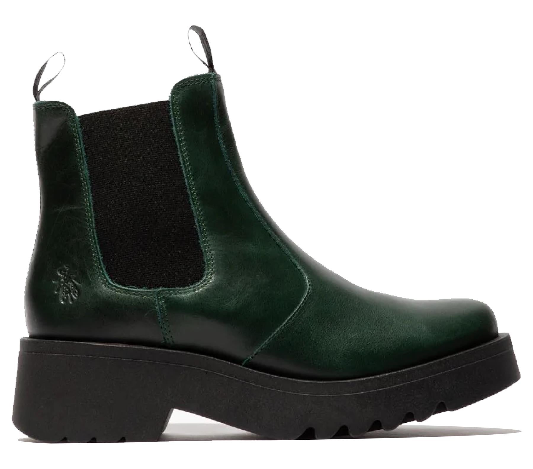 Fly London Womens Petrol Green MEDI789 Wedged Chelsea Ankle