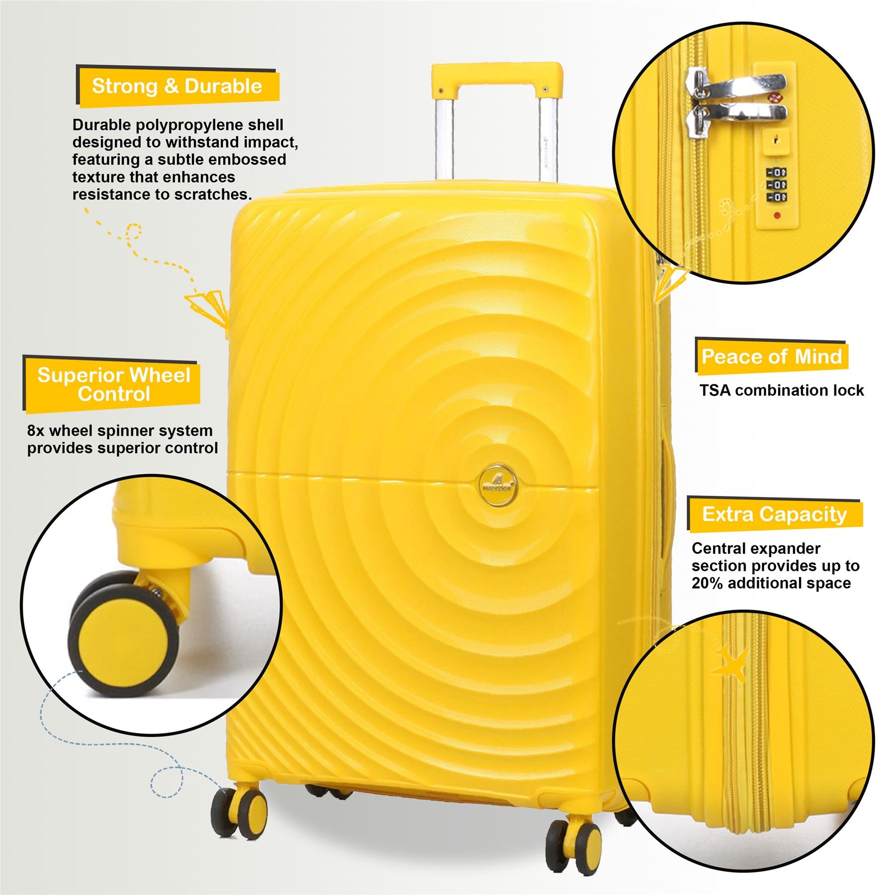 Balranald Large Hard Shell Suitcase in Yellow