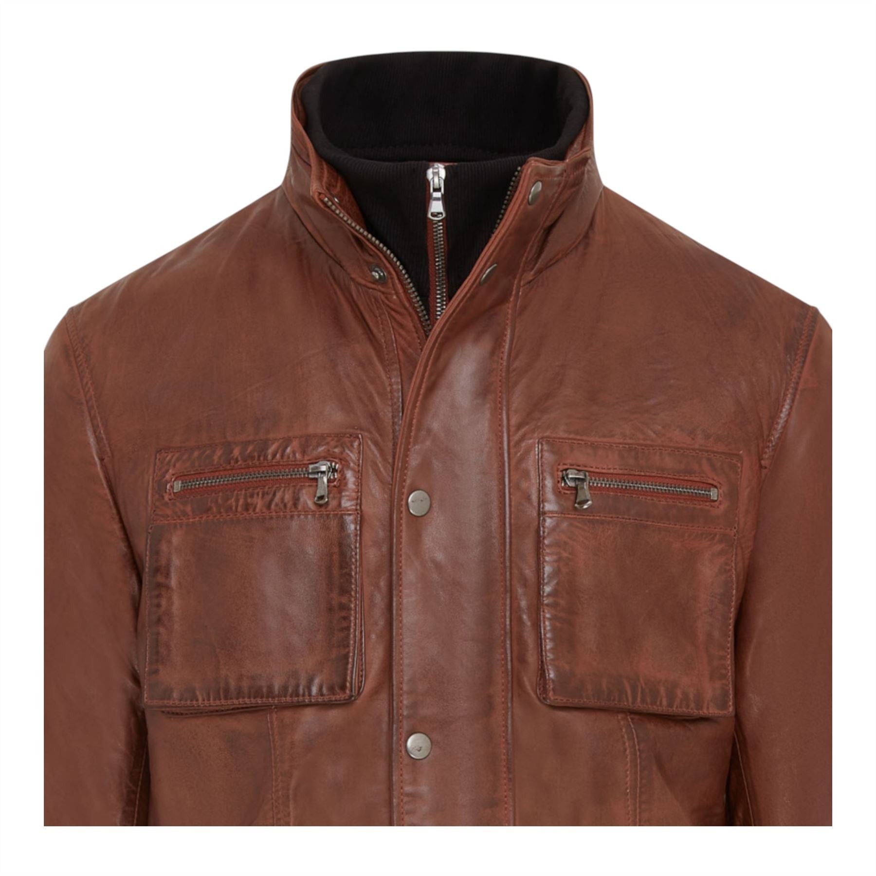 Men’s Leather Military Jacket Outwear Trenchcoat - Field