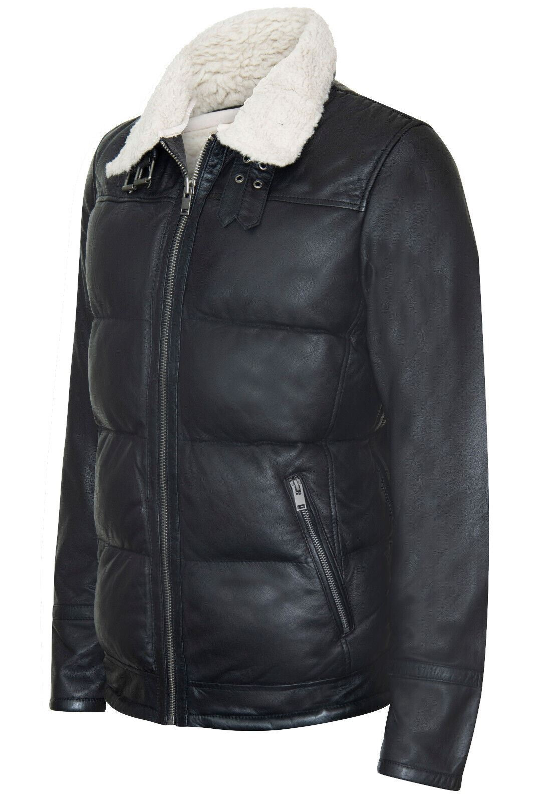 Mens Quilted Leather Biker Jacket - Thaxted