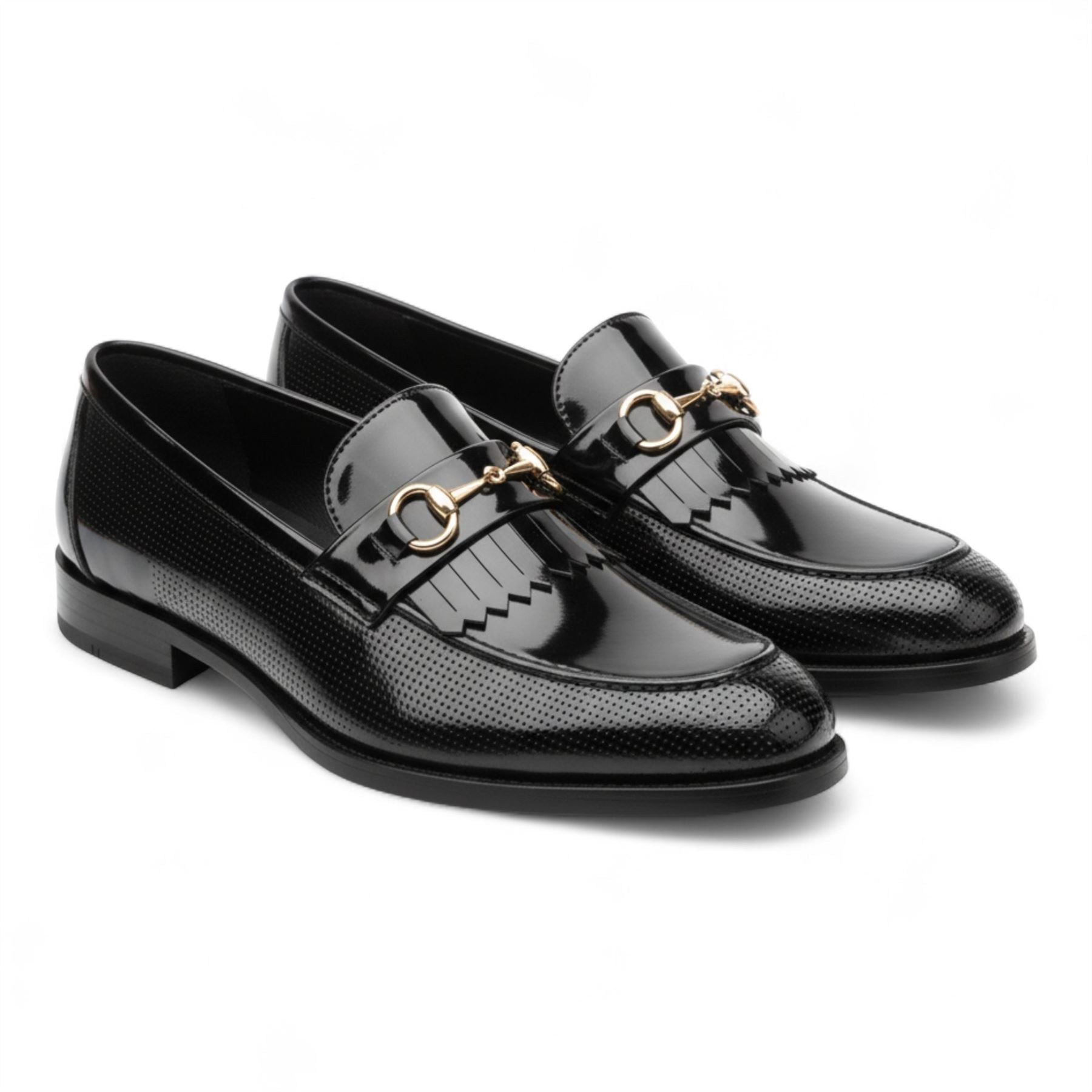 Mens Black Patent Faux Leather Formal Loafers Shoes