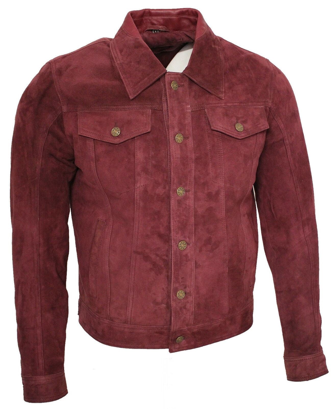 Mens Suede Leather Trucker Jacket-Dartmouth